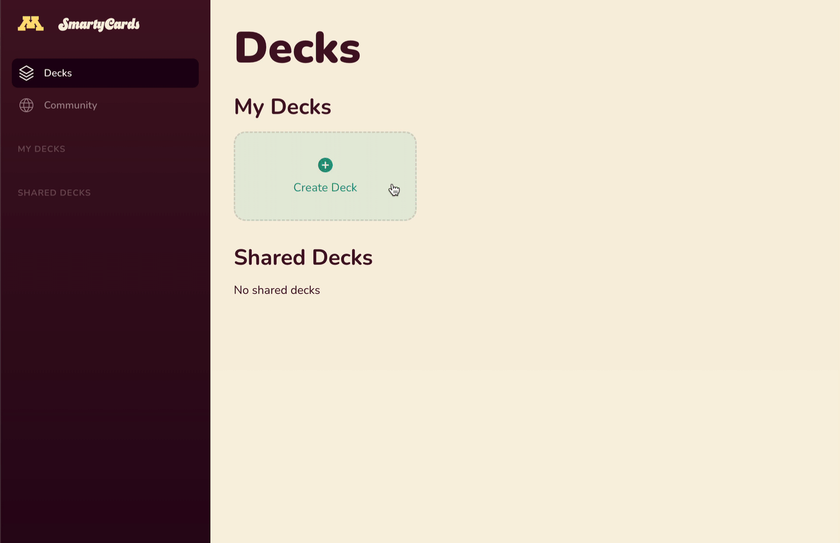 Creating a new deck.