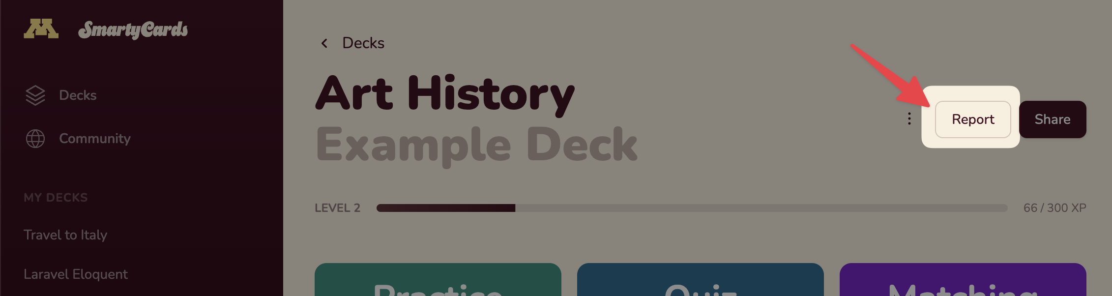 Access the deck summary report