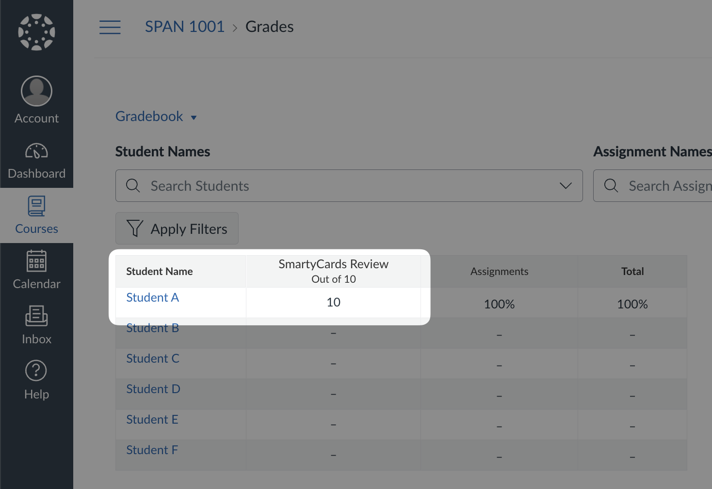 Grade passback in Canvas gradebook