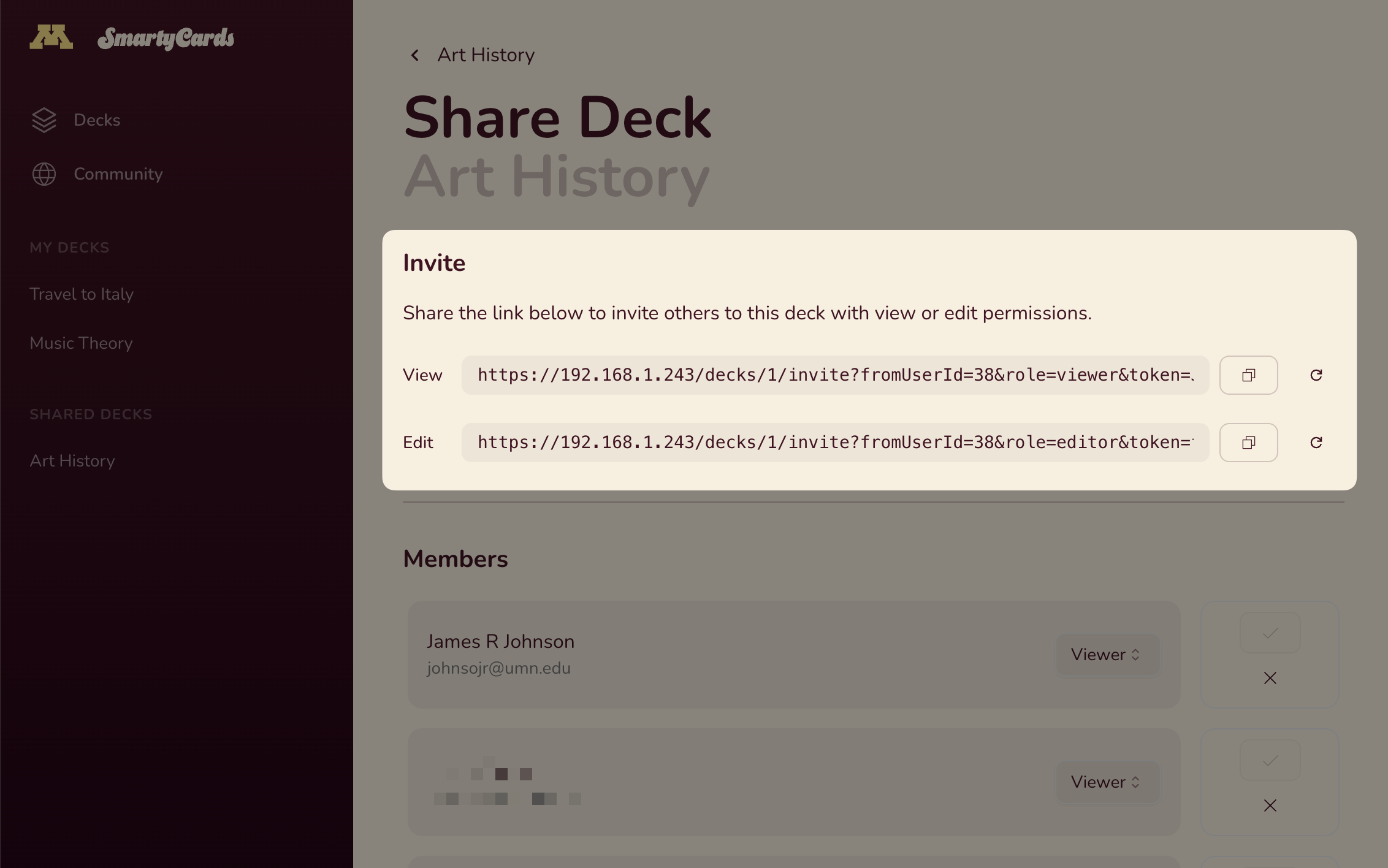 Deck Invite links